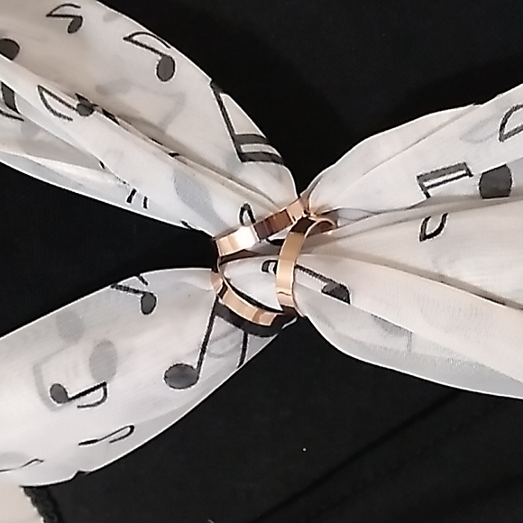 Chiffon Black Music Note Print Wrap Scarf White + Scarf Buckle - Picture 8 of 16